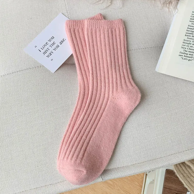 2023 New Winter Thicker Cashmere Wool Women Socks Casual japanese fashion Solid Color Long Sock Girls Thermal Warm Crew Sock