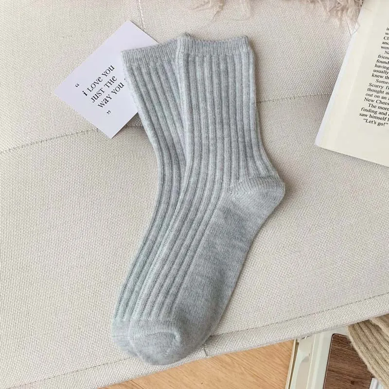 2023 New Winter Thicker Cashmere Wool Women Socks Casual japanese fashion Solid Color Long Sock Girls Thermal Warm Crew Sock