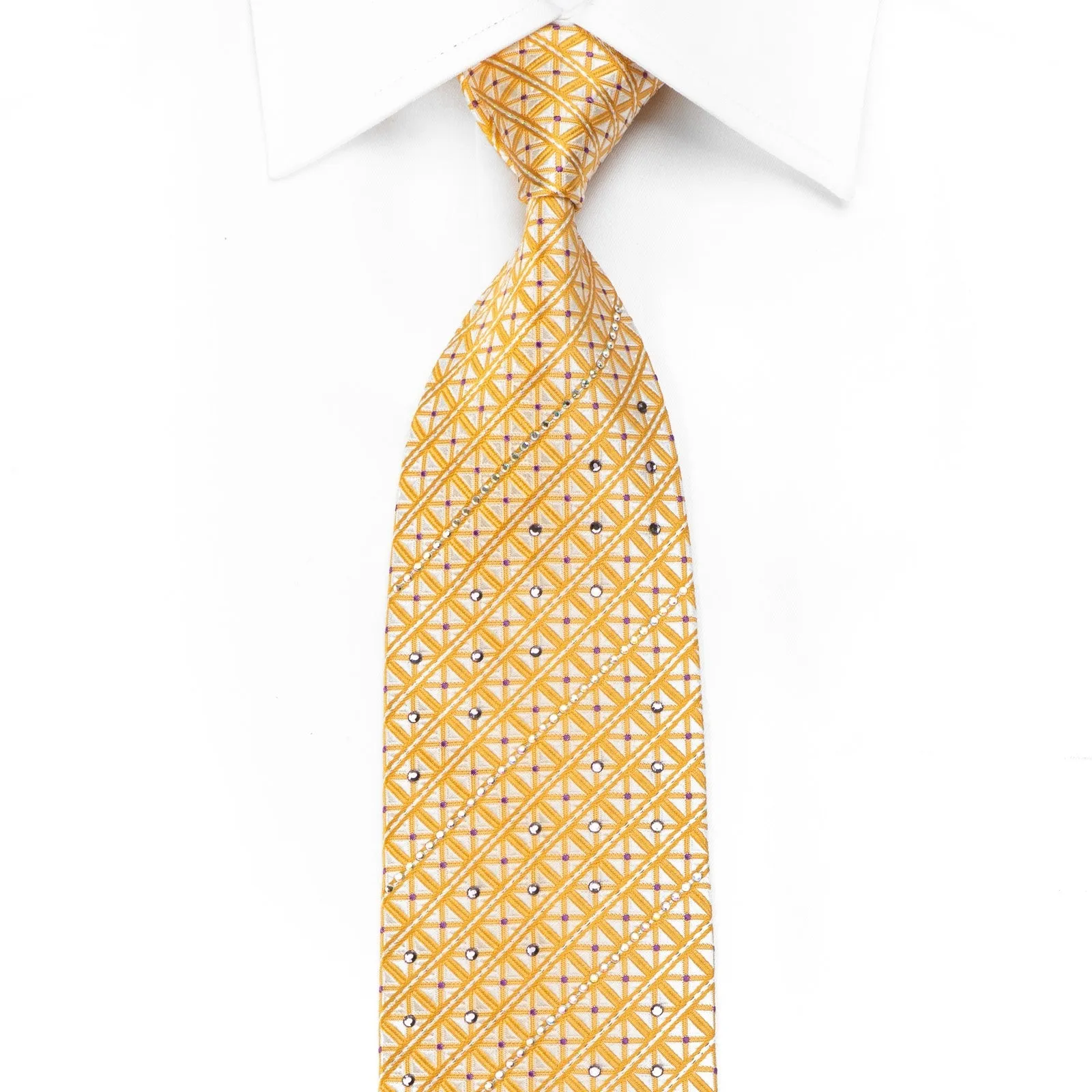 Franco Ferraro Yellow Trellis On White With Silver Sparkles