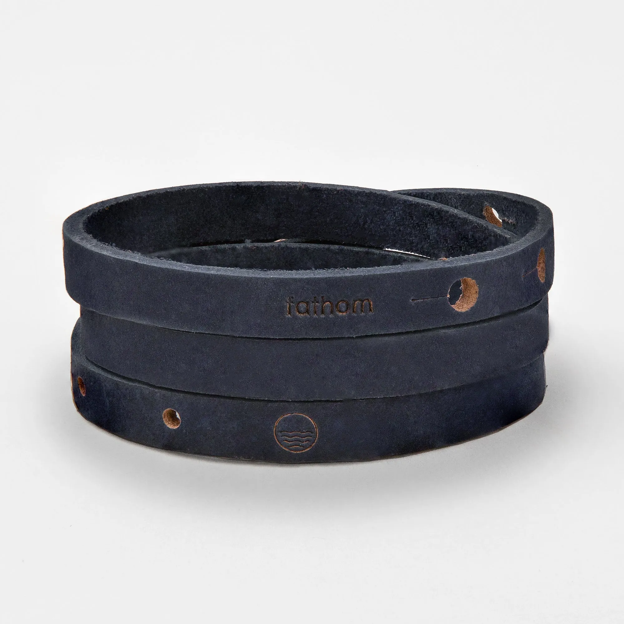 LA ROMANA Leather Mens Womens Cuff Bracelets Designer Wrap Wristbands Navy Blue Rose Gold