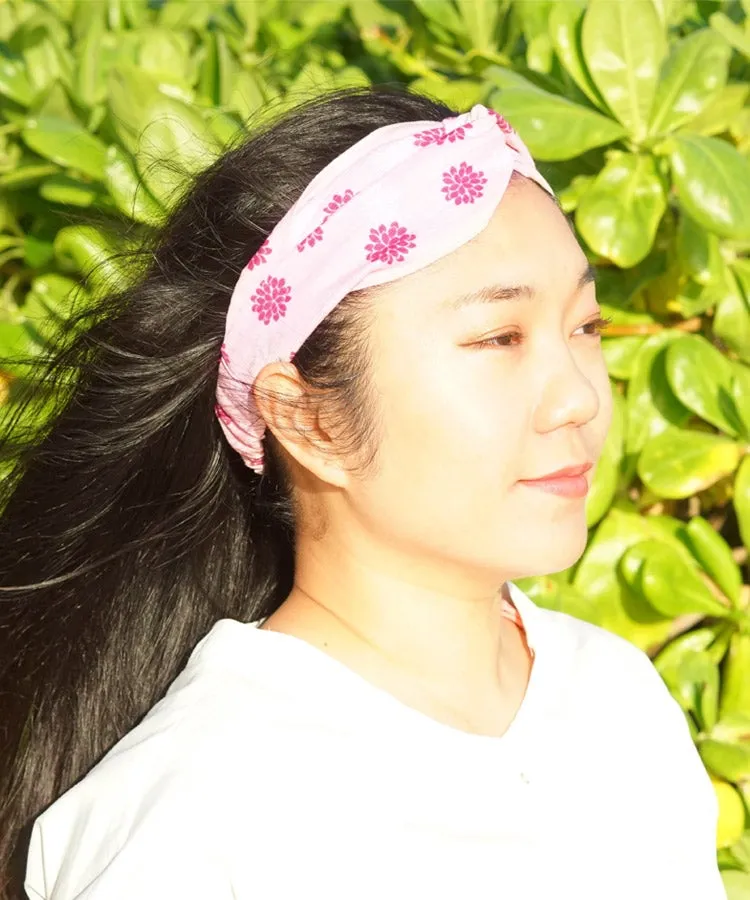 Lavender Kiku Japanese Fabric Headband / Chrysanthemum Cotton Fabric Headband