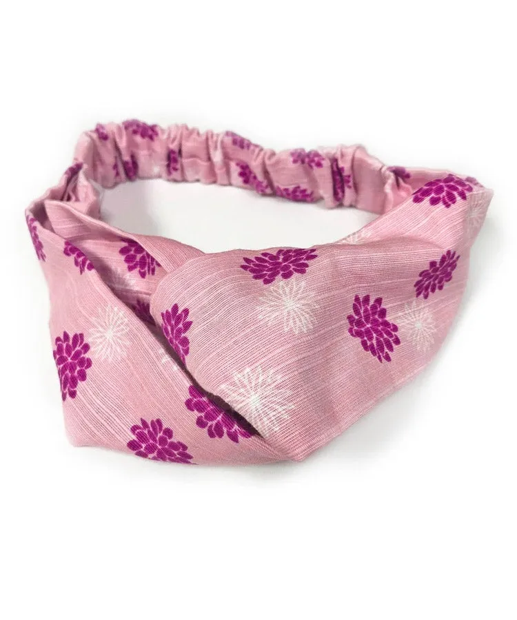 Lavender Kiku Japanese Fabric Headband / Chrysanthemum Cotton Fabric Headband