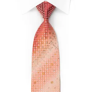 Nicole St Giles Men's Crystal Necktie Burgundy Pink Geometric With Silver Sparkles