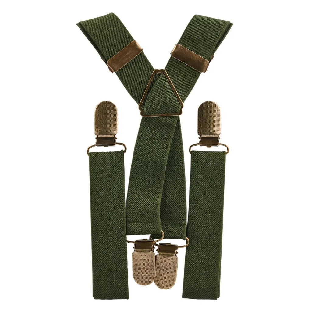 Olive Green Elastic Suspenders