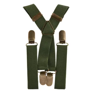 Olive Green Elastic Suspenders