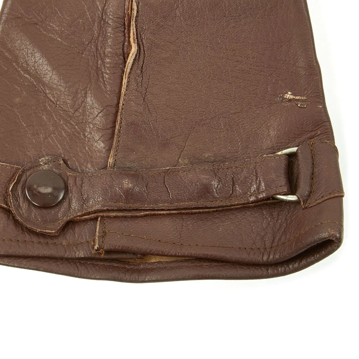 Original German WWII Luftwaffe Unit marked Long Leather Gauntlet Flight Gloves by Friedrich Dorner - dated 1939
