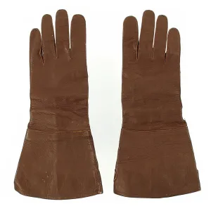 Original German WWII Luftwaffe Unit marked Long Leather Gauntlet Flight Gloves by Friedrich Dorner - dated 1939