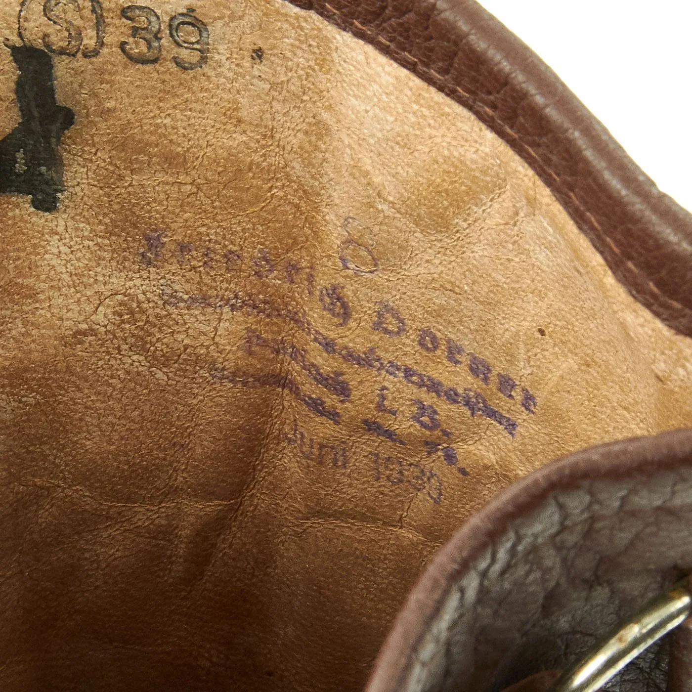 Original German WWII Luftwaffe Unit marked Long Leather Gauntlet Flight Gloves by Friedrich Dorner - dated 1939