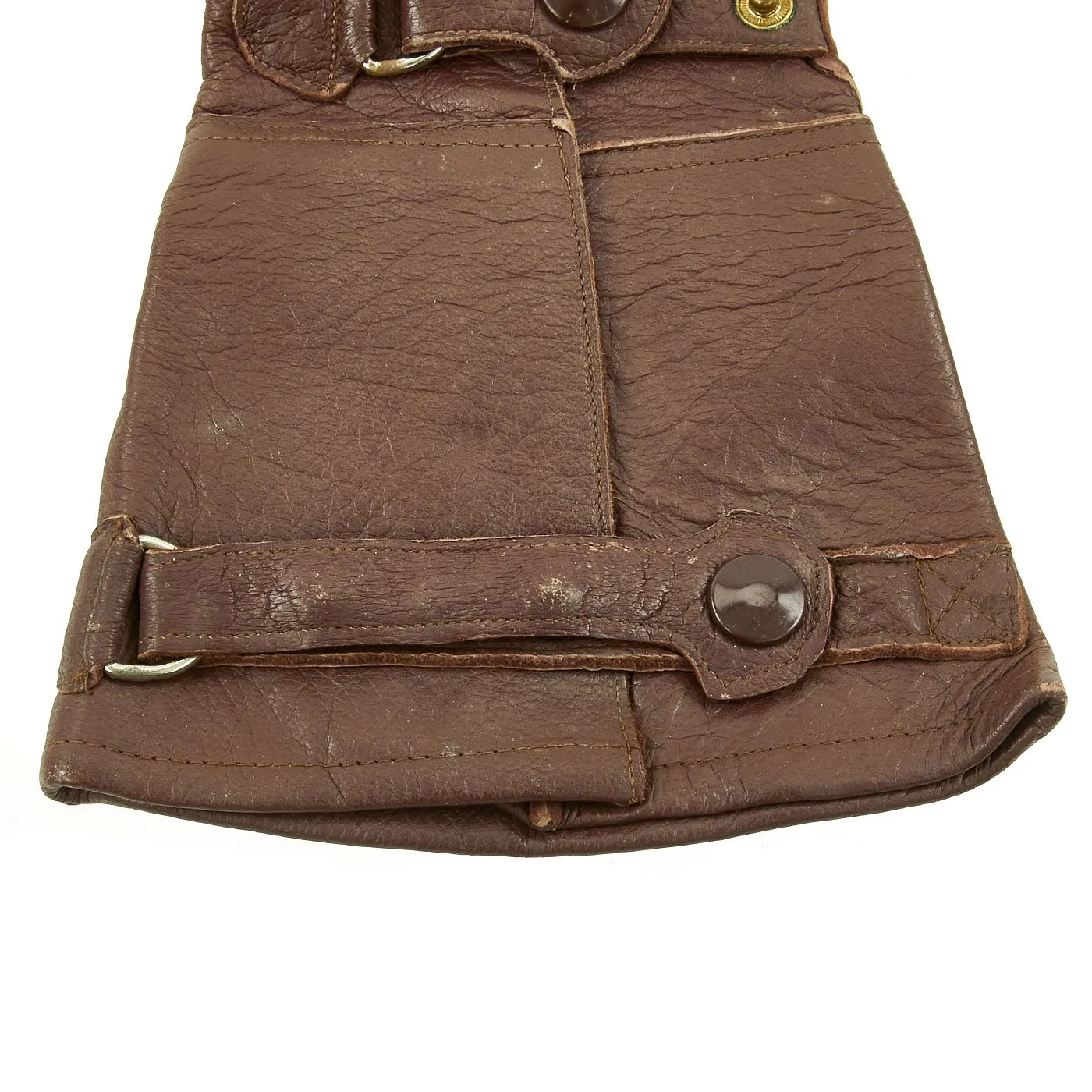 Original German WWII Luftwaffe Unit marked Long Leather Gauntlet Flight Gloves by Friedrich Dorner - dated 1939