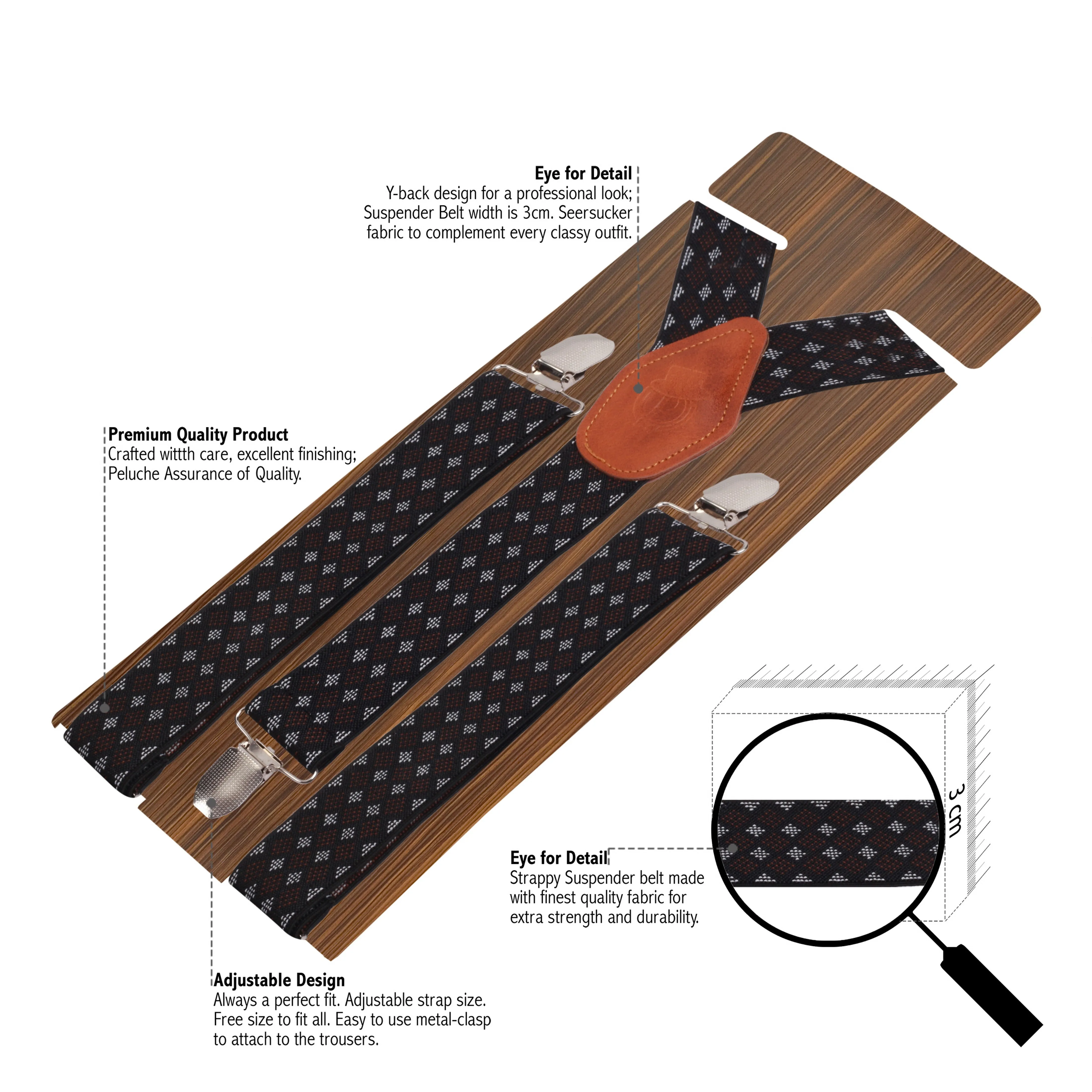 Peluche Indefectible Black Suspender for Men