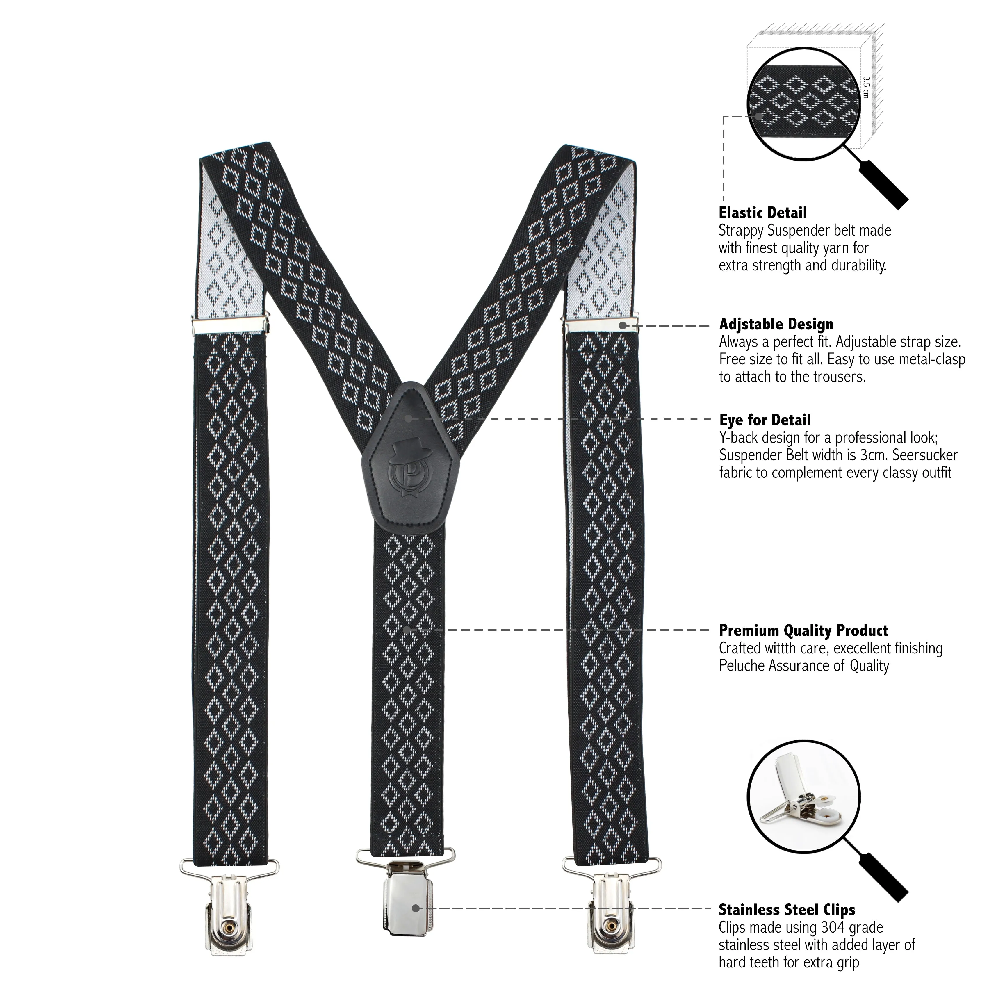 Peluche Voguish Abstract Black Suspender