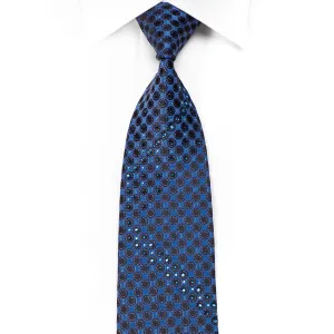 Pierre Cardin Men's Silk Necktie Black Circles On Blue Rhinestone Necktie