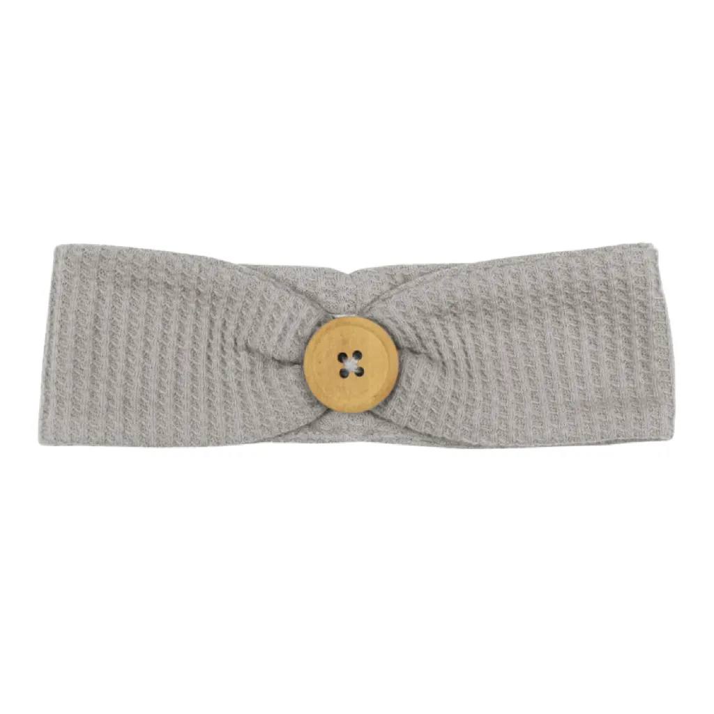 Pique Button Headband - Fog