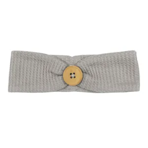 Pique Button Headband - Fog