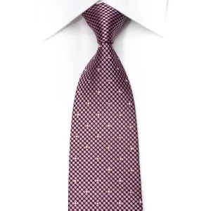 Premierlux Men's Silk Necktie Micro Dots On Purple Sparkling With Rhinestones