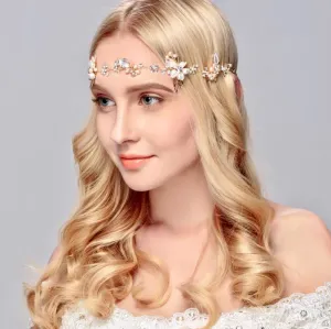 "Karisa" - Pearl and Crystal Bridal Headband / Vine - Available in Silver, Rose Gold and Yellow Gold