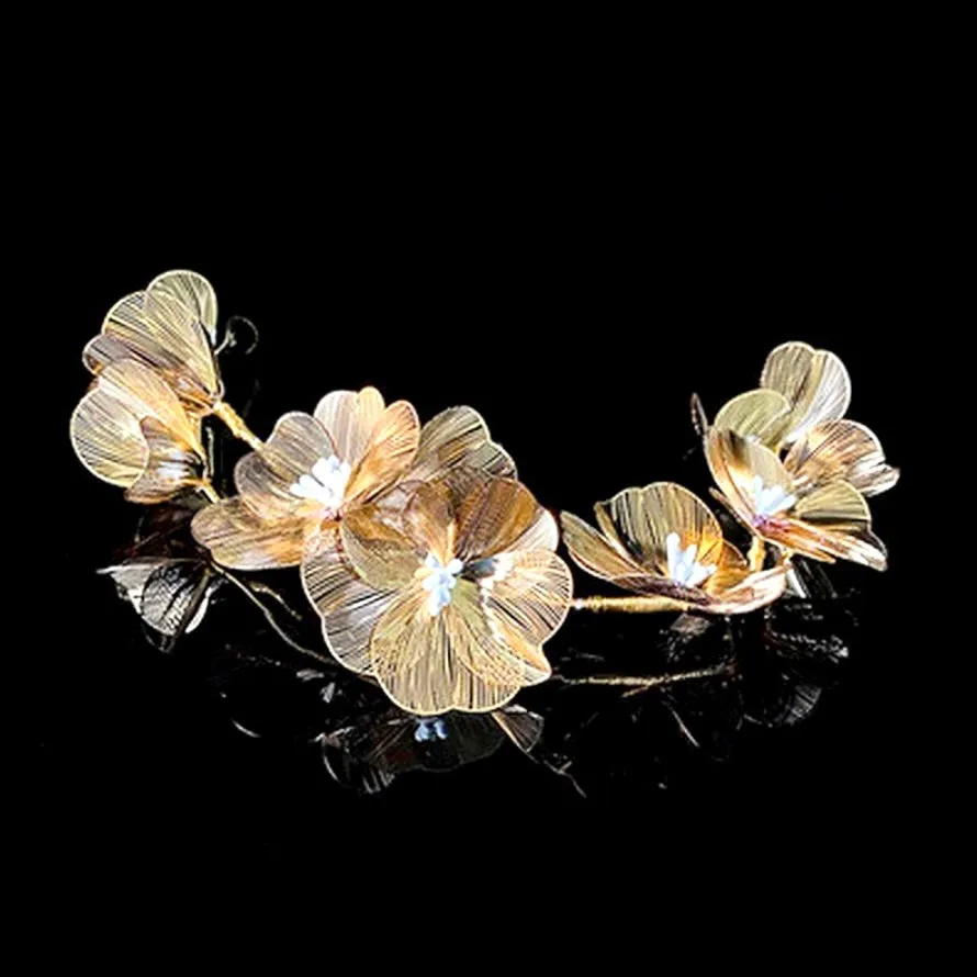 "Maira" - Floral Filigree Bridal Headband - Available in Silver, Rose Gold and Yellow Gold
