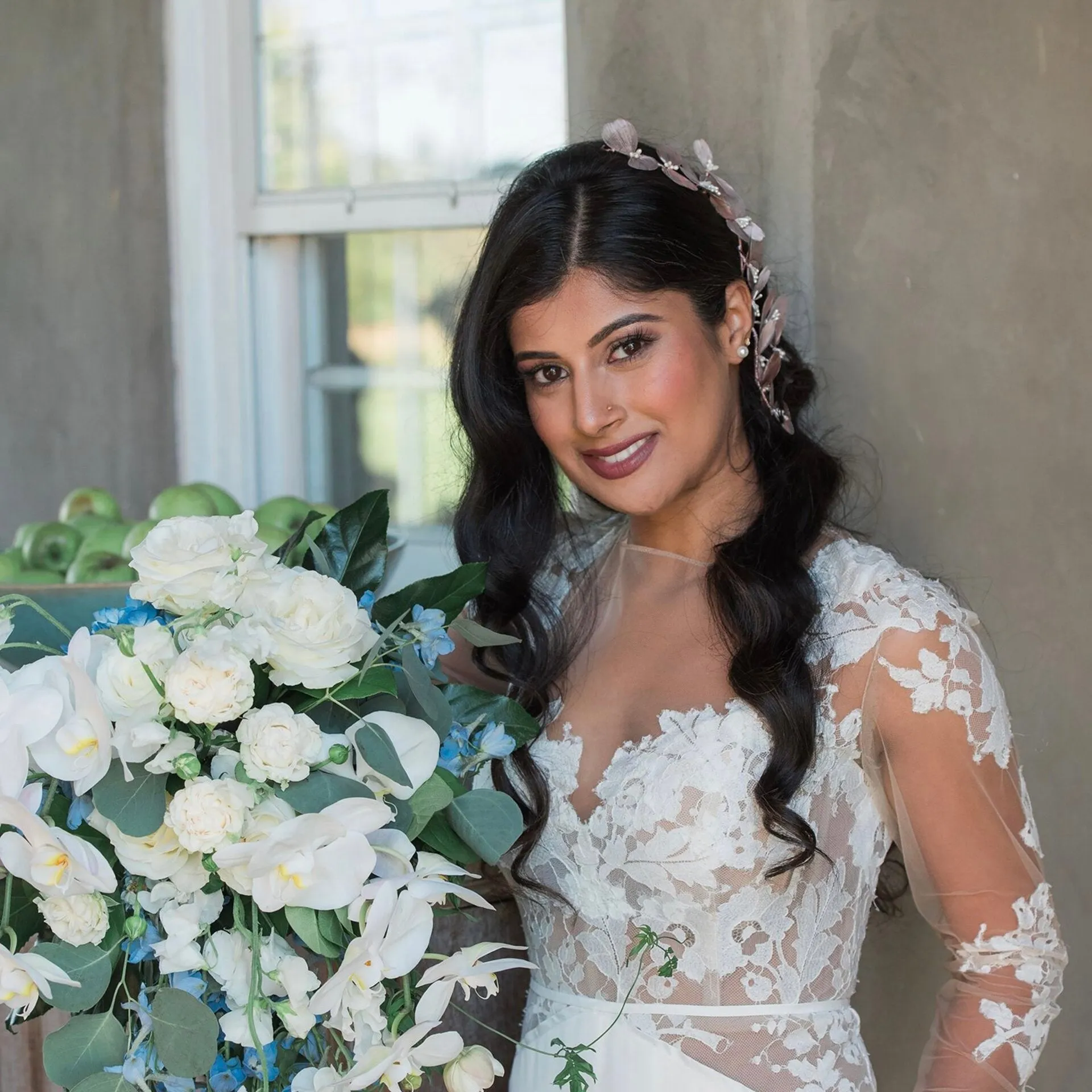 "Maira" - Floral Filigree Bridal Headband - Available in Silver, Rose Gold and Yellow Gold