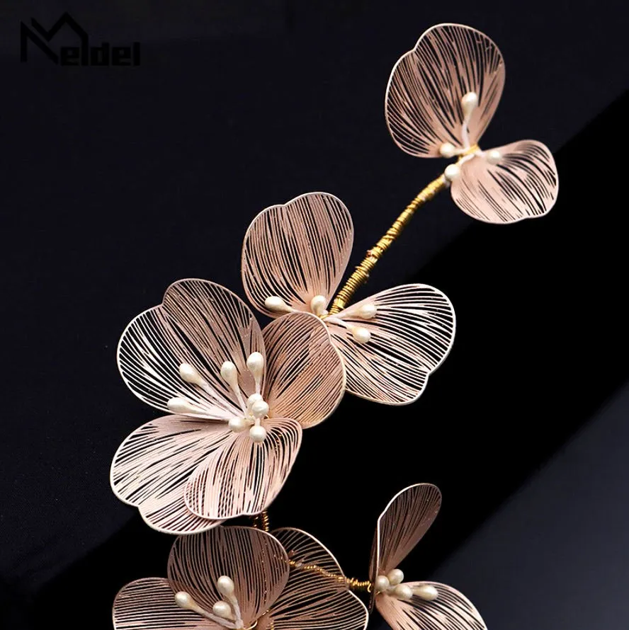 "Maira" - Floral Filigree Bridal Headband - Available in Silver, Rose Gold and Yellow Gold