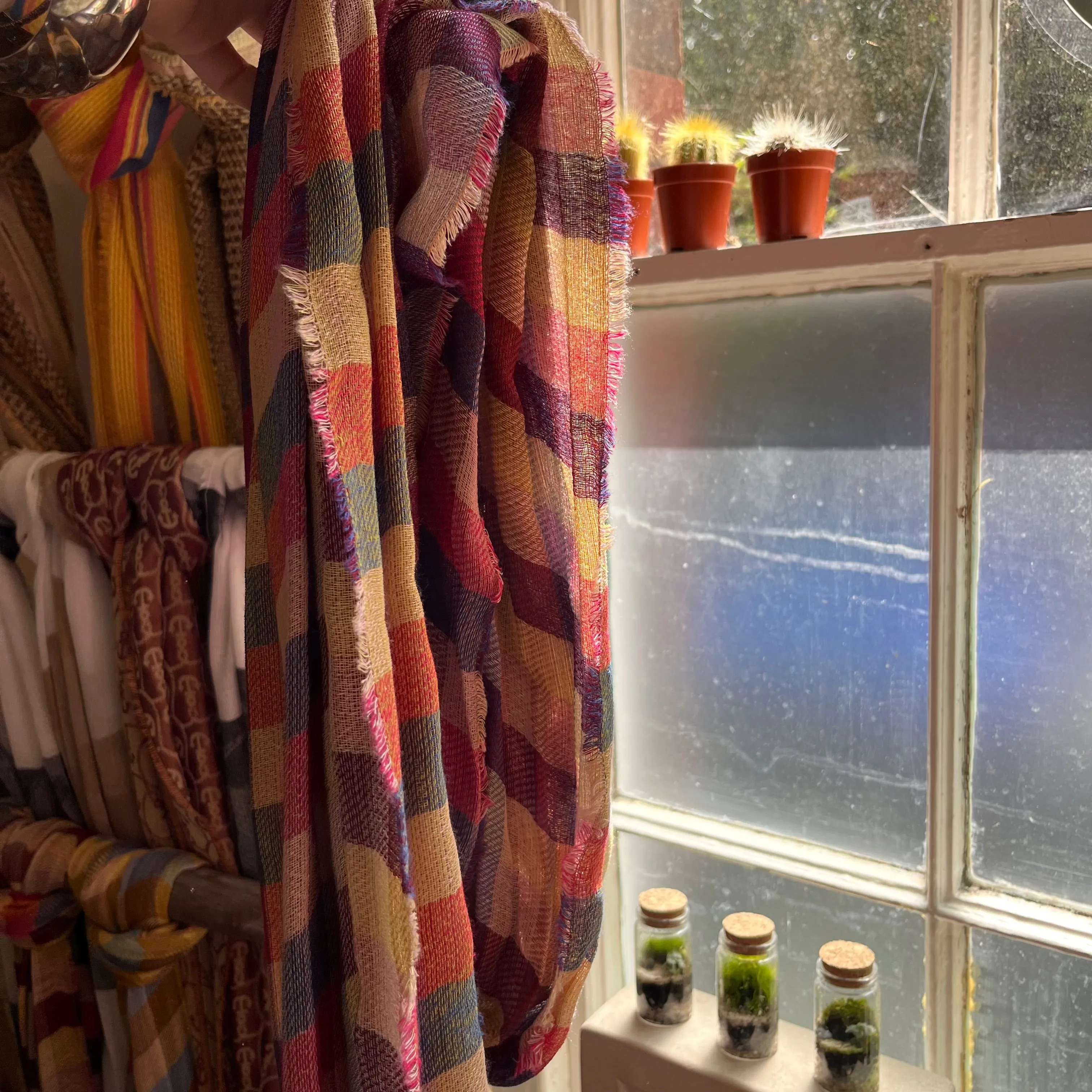 Scarf - Cotton - Reversible Multi Check - Warm Tone