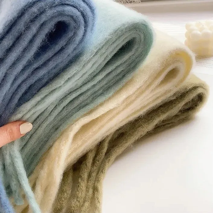 Soft Cashmere-Blend Fringed Scarf