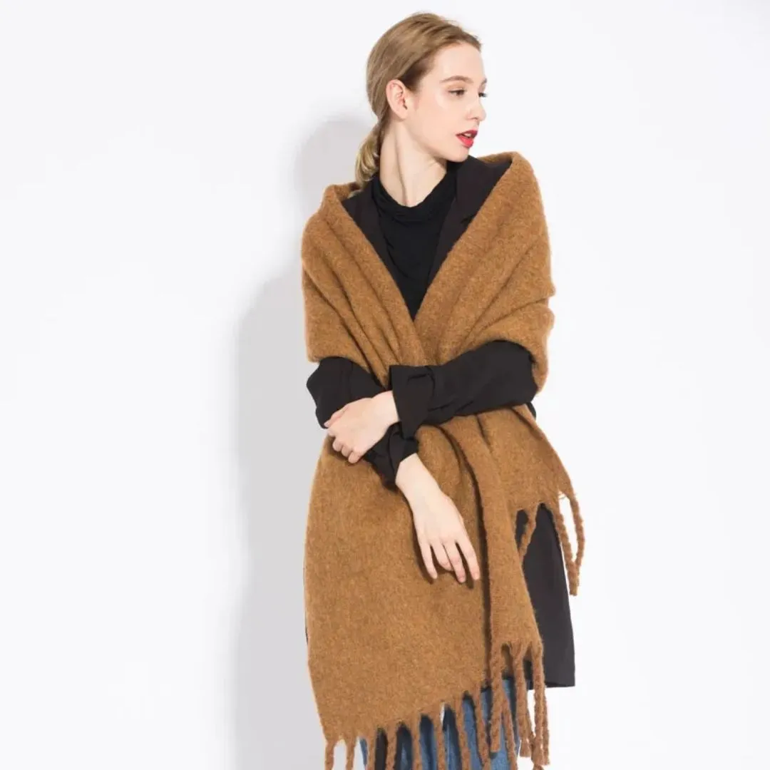 Soft Cashmere-Blend Fringed Scarf