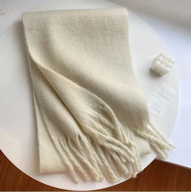 Soft Cashmere-Blend Fringed Scarf