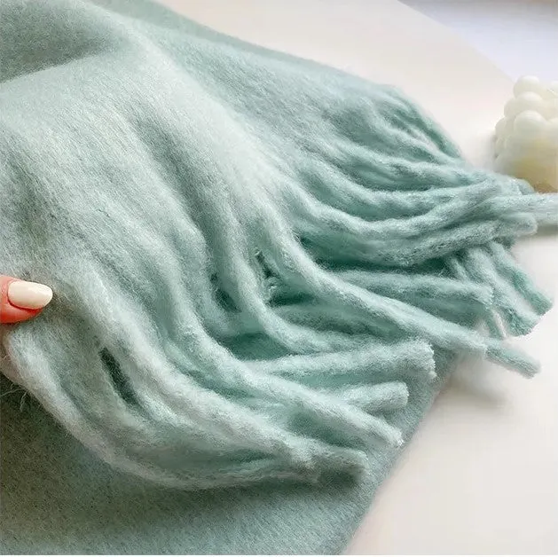 Soft Cashmere-Blend Fringed Scarf