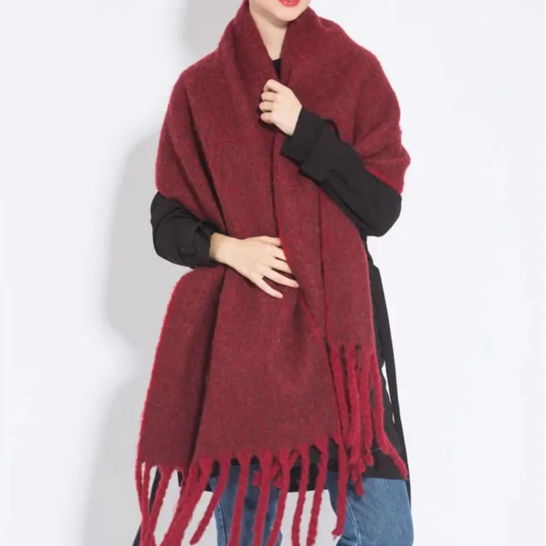 Soft Cashmere-Blend Fringed Scarf