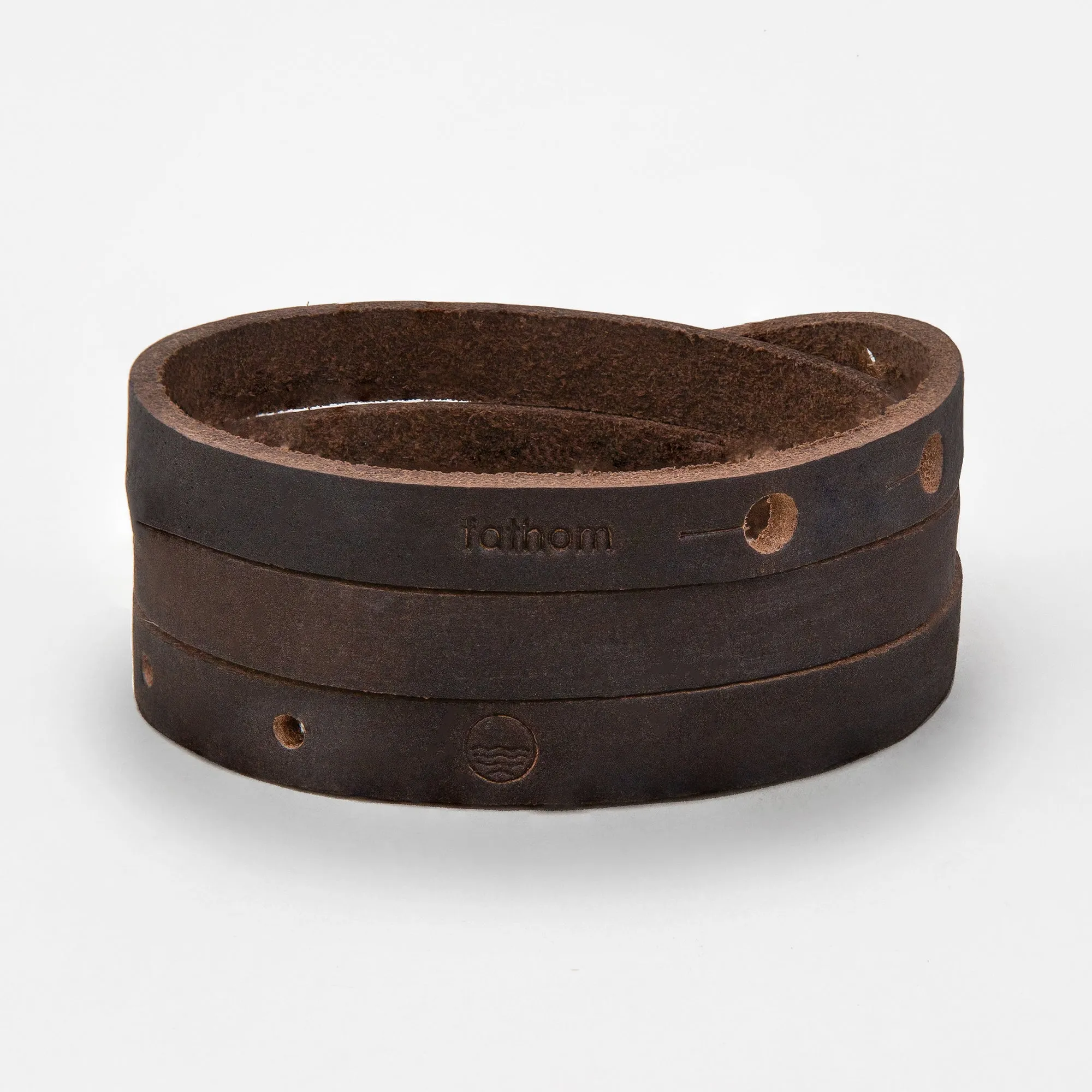 ST IVES Leather Mens Womens Cuff Bracelets Designer Wrap Wristbands Dark Brown Silver