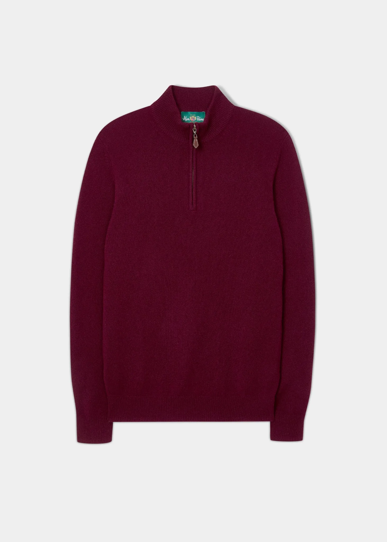 Sutherland Lambswool 1/4 Zip Jumper in Bordeaux - Regular Fit